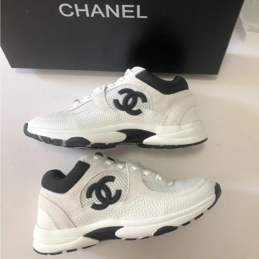 Chanel Classic White Logo Sneakers